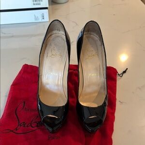 Christian Louboutin Black Peep-Toe Pumps